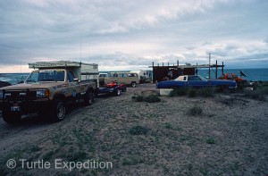 We parked The Turtle among Granvilles eclectic collection of vehicles.