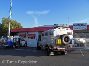 When we pulled into Ken Imler Diesel Performance for a last-minute check on The Turtle V, the Channel 13 mobile News Crew had already raised their transmitting tower.