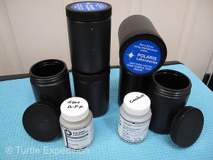 Samples are collected in small plastic containers and sent to Polaris Laboratories.