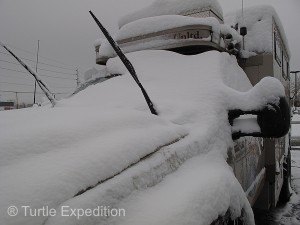 In the morning there was 8 inches of fresh powder on the hood.