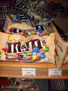 9.9 oz of almond M&Ms.  $10.18 Better eat them slowly.