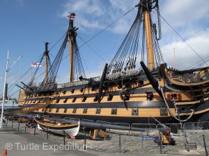 The HMS Victory is a 104-gun warship of the Royal Navy. Launched in 1765, she is most famous as Lord Nelson's flagship.