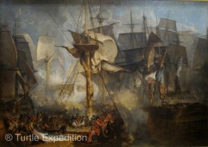 The Battle of Trafalgar in 1805 stopped the French and Spanish armada in their tracks and gave the British supreme control of the seas for a hundred years.