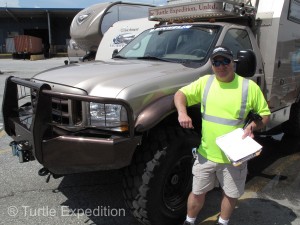 The final Port inspector gave us a friendly wish for a safe trip. He did say the parking/holding area was under 24-hour lights and security cameras.