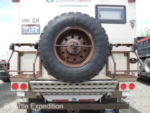 Fuel and water cans were stored in the camper to eliminate any temptation. The spare tire and sand ladders are always locked.