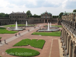 The interior court of the Zwinger is very popular with tourists.