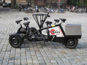 You can tour the city on a bicycle built for seven. Everyone peddles. Looks like fun!