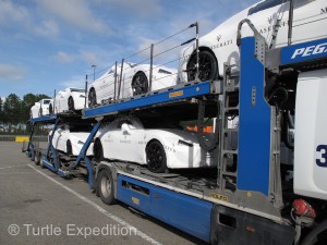 It was Interesting to park next to a car-hauler carrying half a million dollars’ worth of plastic-wrapped sheet metal.