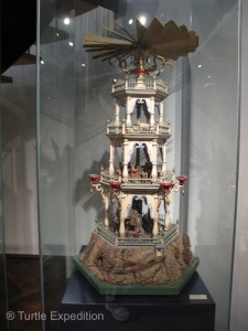 Some of the Christmas Pyramids on display in the Erzgebirge Toy Museum were very elaborate. 