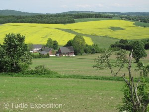 Fields of rapeseed (canola family) gave some color to the German countryside. 
