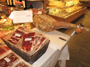 Smoked Spanish ham: $38.26 per 100 grams ($191.30 a pound.
