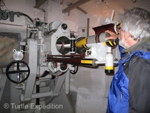 From the inside, the 15-cm, (6-in) guns look ready to fire.