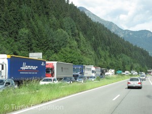 As the most important North-South route in Switzerland, traffic thorough the tunnel can be horrific. Glad we were headed the other direction.