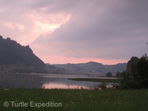 A short 5-mile drive away we found a nice wild camp in the Euthal Valley, a well-visited resort located on Lake Sihl.