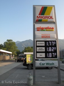 Diesel was about normal price: sFr.1.87 or if you must know, $7.08 a gallon. It up to $7.38 now, since all of Europe is on vacation.