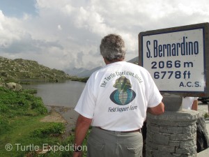 Heading back to Wiesendangen, we drove the old serpentine road over the 6,778-ft San Bernardino Pass. Exciting but more lock-to-lock hairpin turns than even the Gotthard.