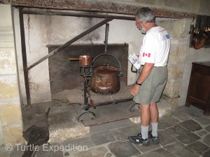 Gary is inspecting the castle kitchen's hearth.