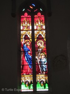 The old church at the top has some wonderful stained glass art. 