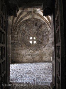 This church was built on one of the Camino de Santiago (Way of St. James) routes. We spotted this clamshell styled window in the rear of the church, a tribute to the apostle St. James.