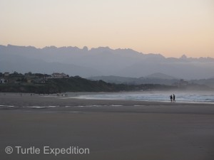 The ragged range of Picos de Europa was a backdrop for the long deserted beaches.