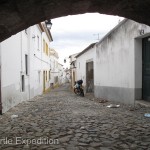 One look at the narrow streets of Évora clearly told us it was no place for our truck. We walked in along the 16th century “Silver Water” aqueduct.