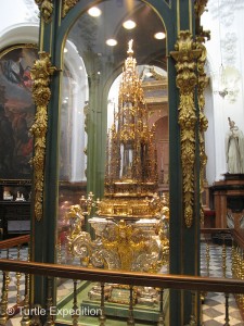 In the Cathedral treasury we marveled at the Corpus Christi monstrance by Enrique de Arfe, still used in modern-day processions.