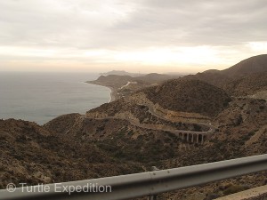 The third-gear serpentine highway over a coastal mountain ridge was a work of engineering.