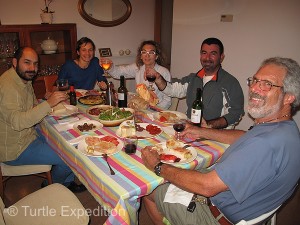 Cris and Pablo (on right) and their friends Gerard and Ciara prepared a typical Catalan dinner for us. It was a lively evening.