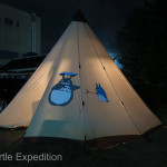 Lee's unique Teepee was heated by an unusual pellet burning portable fireplace.