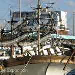 There was a whole fleet of fishing boats with high powered stings of light in the harbor.