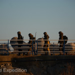 While we camped in the small harbor near the DMZ we spotted this unit of Korean soldiers. They also patrol the beaches at night.