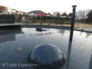 The center of the only UN Cemetery in the World was a beautiful reflection pool surrounded by 17 flags representing all the countries who fought in the Korean War.