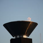 An eternal flame burns over a reflection pool in front of The Wall of Remembrance with the names of the 36,492 Americans and 4,404 other nationalities that died in the fight for South Korean’s freedom.