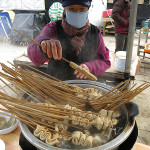 It was very cold so we all stood a little closer to the hot pots hoping to catch some radiating heat.