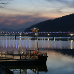 As an Asian dusk spread across the sky we strolled over the Wolryeong (Moonshine) Bridge, the longest wooded bridge in Korea.