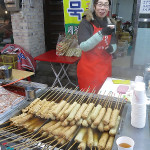 Something like an omelet cooked in a seaweed broth were a good street snacks.