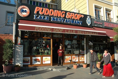 A famous stepping-stone from Europe to Asia, the Pudding Shop has seen a long stream of overland travelers headed east and returning with tales of adventure. 