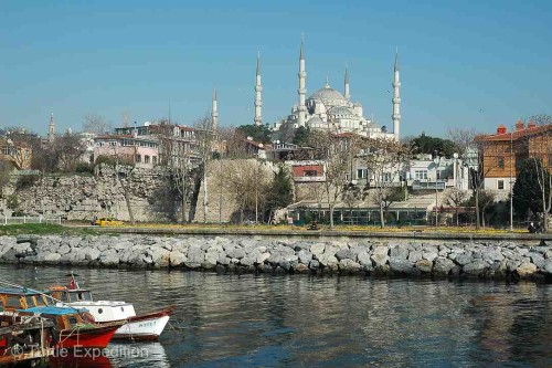 From our camping spot on the Bosporus we had a great view of the Blue Mosque.