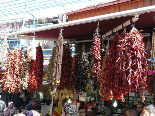 Various strands of dried spices were on display.