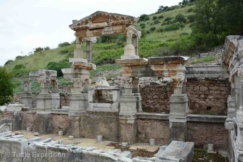 The Fountain of Trajan built around 104 AD is one of the finest monuments in Ephesus.