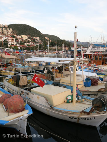 The small harbor of Kaş was full of yachts, fishing and cruise boats.