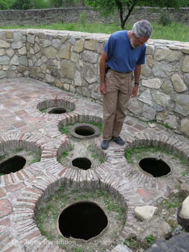 After closer inspection we realized that these underground amphorae used to store wine.