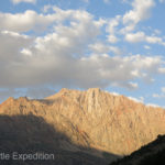 The Gasser Range in the Fann Mountains towered behind Iskandar Lake.