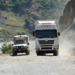 Wide turnouts where the big double-tandem Chinese overloaded semis were few and far between.