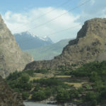 Glacier-clad peaks glistened in the distance. The average elevation of Tajikistan is about 10,455 ft. and 50% is over 9,800 ft., (3,000 m).