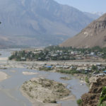 With Khorog in the background, we could see the Gunt river dividing the city and its delta where it meets the Panj, the border between Tajikistan and Afghanistan.