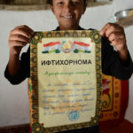 Sheroz proudly showed us the diploma of excellence he had received from his school in Dushanbe.