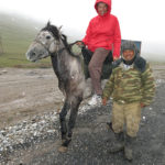 It was snowing so Monika didn’t get too far on this gentleman’s horse. (July 30!)