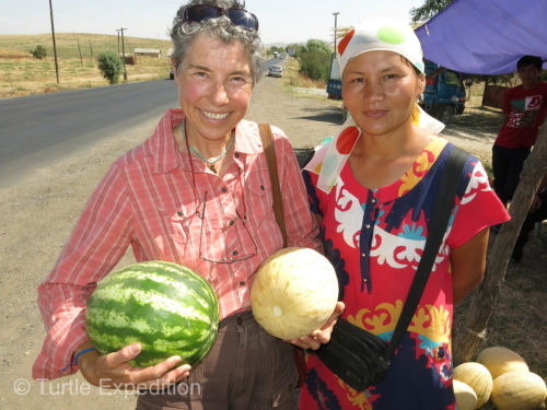 This friendly melon vendor was happy to pose for a picture.