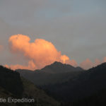 The towering peaks of Kyrgyzstan make a beautiful silhouette for a sunset.